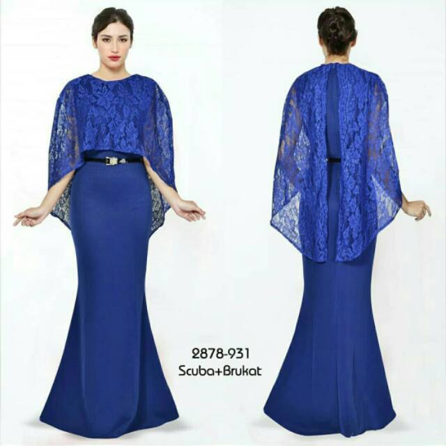 Long Dress Scuba Mix Brokat Ken-222