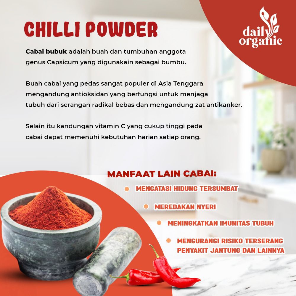 Cabe Bubuk Chili Powder Daily Organic Rempah Premium