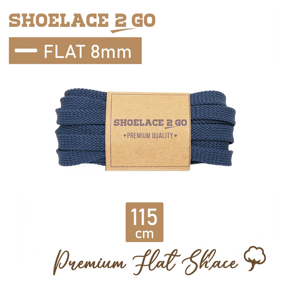 SHOELACE 2 GO PREMIUM TALI SEPATU GEPENG PIPIH FLAT J14 - NAVY - 115CM