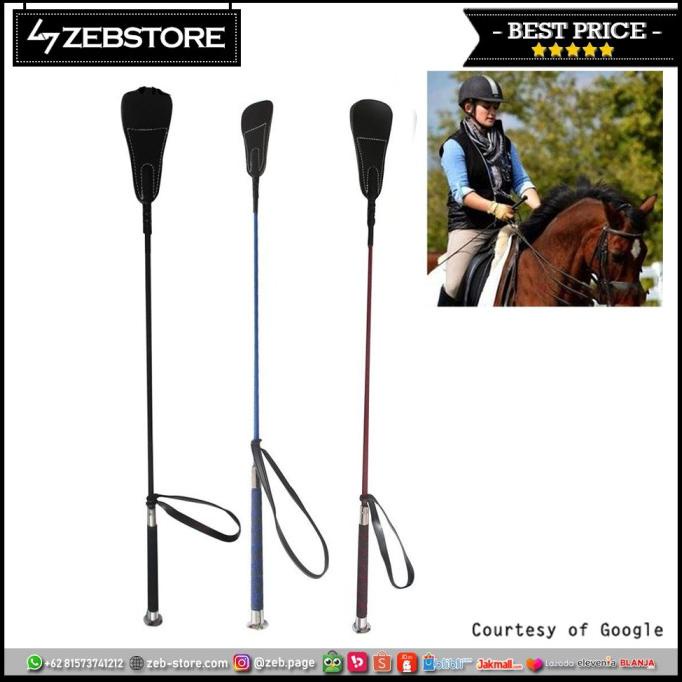 KEKINIAN CAMBUK PECUT WHIP CROP KUDA HORSE RIDING KULIT LEATHER PREMIUM 68CM - MERAH