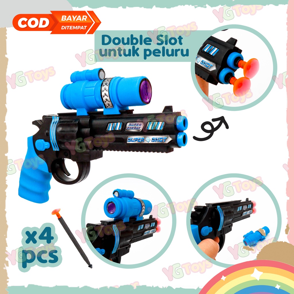 YGtoys Mainan Tembak Tembakan Anak Laki Laki Pistol Pistolan Sniper Scope Bongkar Pasang Double Barrel