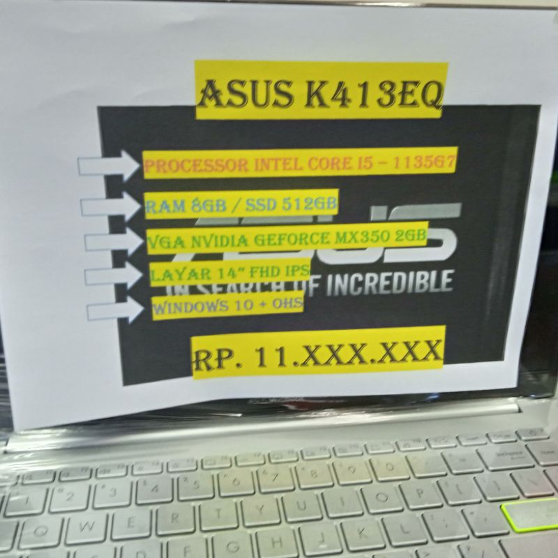 ASUS K413EQ I5 1135G7 8GB SSD 512GB MX350 2GB