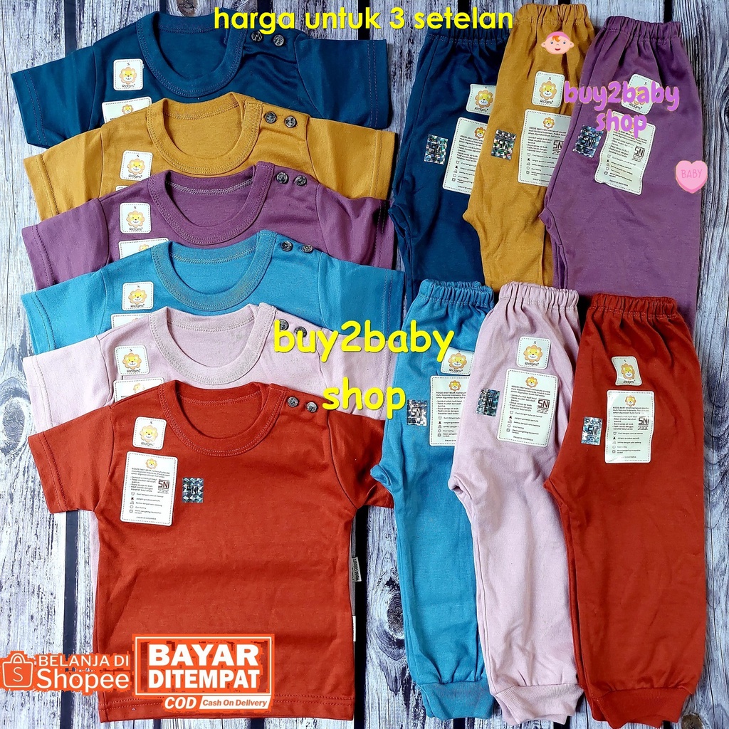 RIDGES baju bayi setelan CPR kaos pendek celana panjang World Color Series 6 BLN-3 THN 3 setelan