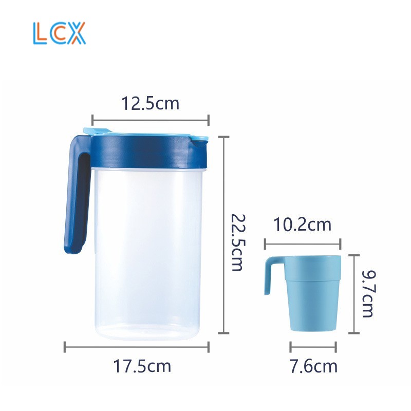 LCX Teko Plastik Dengan 4 Cangkir Air Teh Kopi Wadah BPA Free Gelas Set VS-33