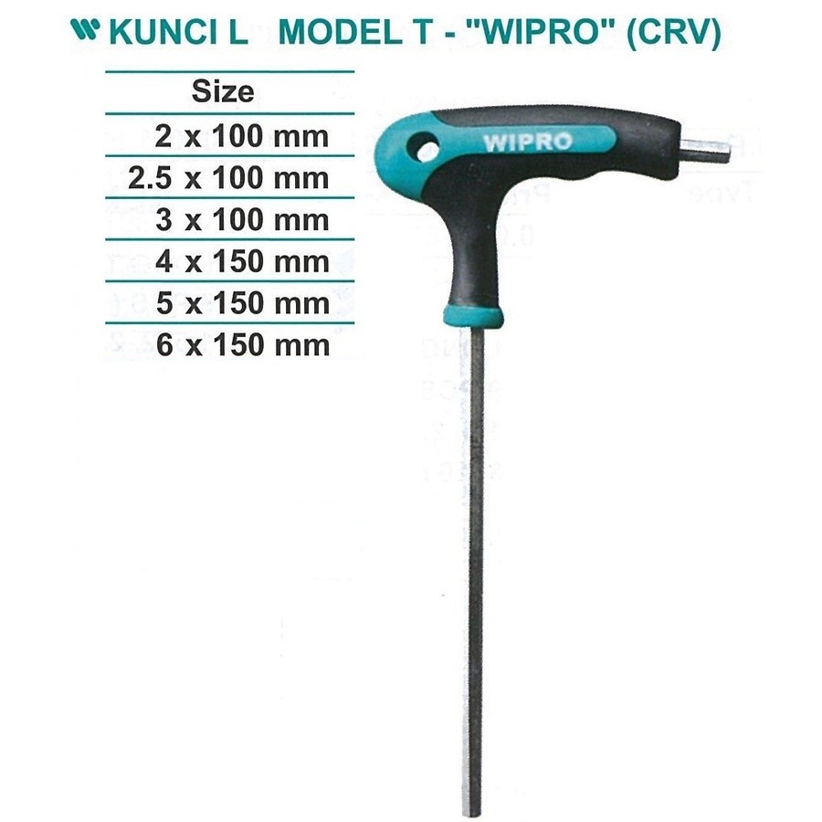 Kunci L Model T 2mm 2.5mm 3mm 4mm 5mm 6mm WIPRO / T Handle Hex Wrench 2 3 4 5 6 mm WIPRO