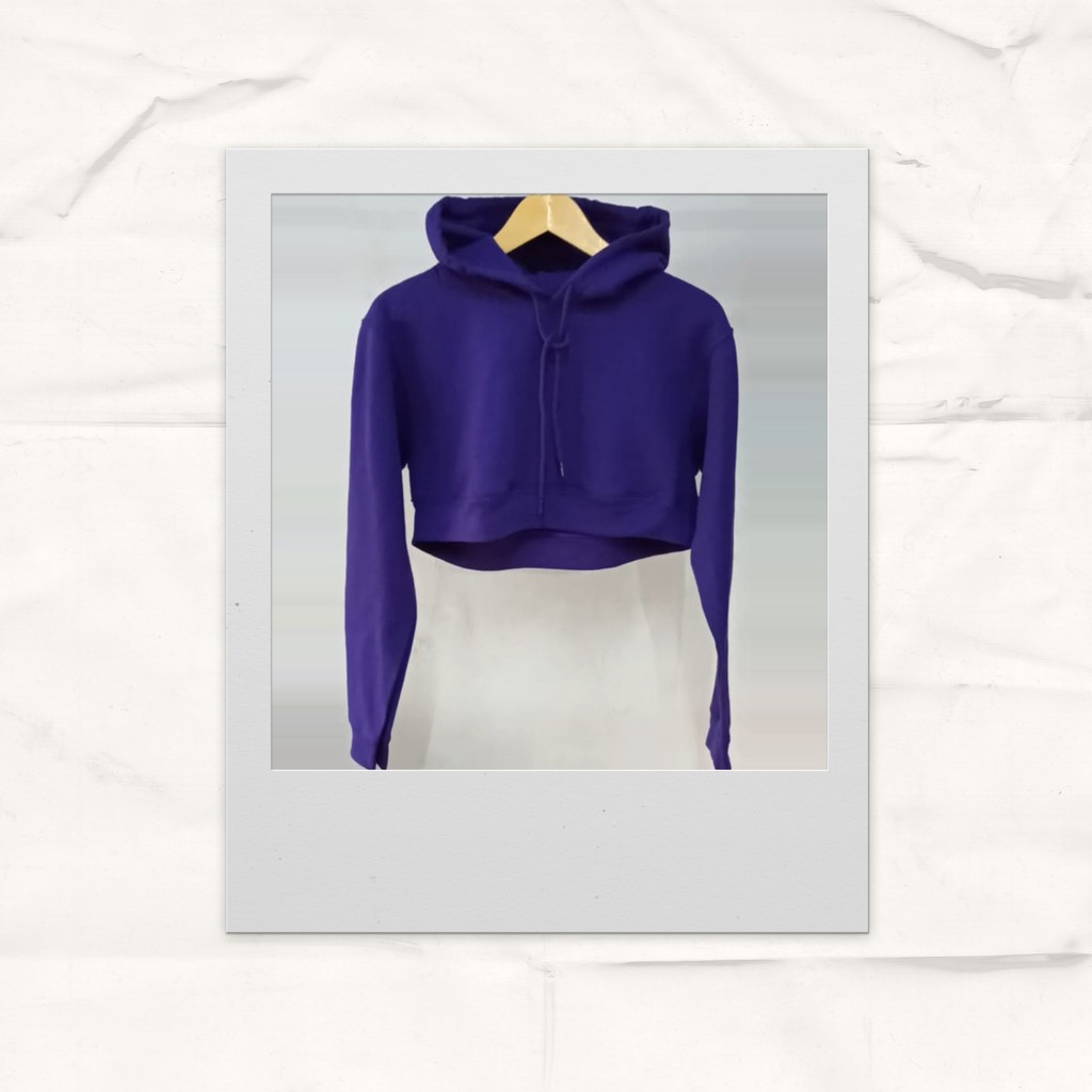 Jaket Hoodie Ungu Cropped ONLY Jaket Unik Aneh Custom