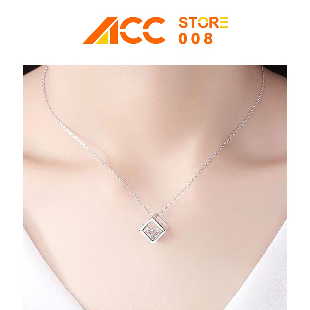 Kalung Stainless Bentuk Kotak Clover AB09 Fashion Model Titanium Putih ACC