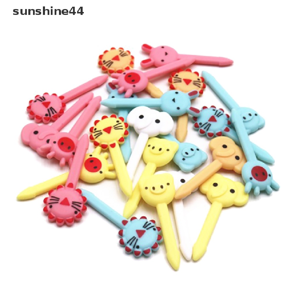 Sunshine 10pcs Garpu Buah / Kue / Dessert Bentuk Kartun Hewan Lucu