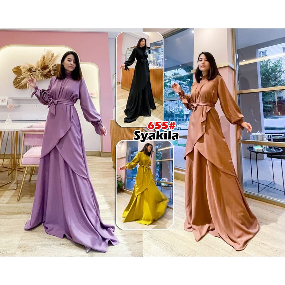 Gaun Dress Pesta Muslimah Long Maxi Dres Gamis Muslim Wanita Kekinian Terbaru 2022