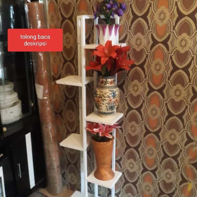 rak pot bunga rak standing vas bunga rak besi pot bunga - Putih