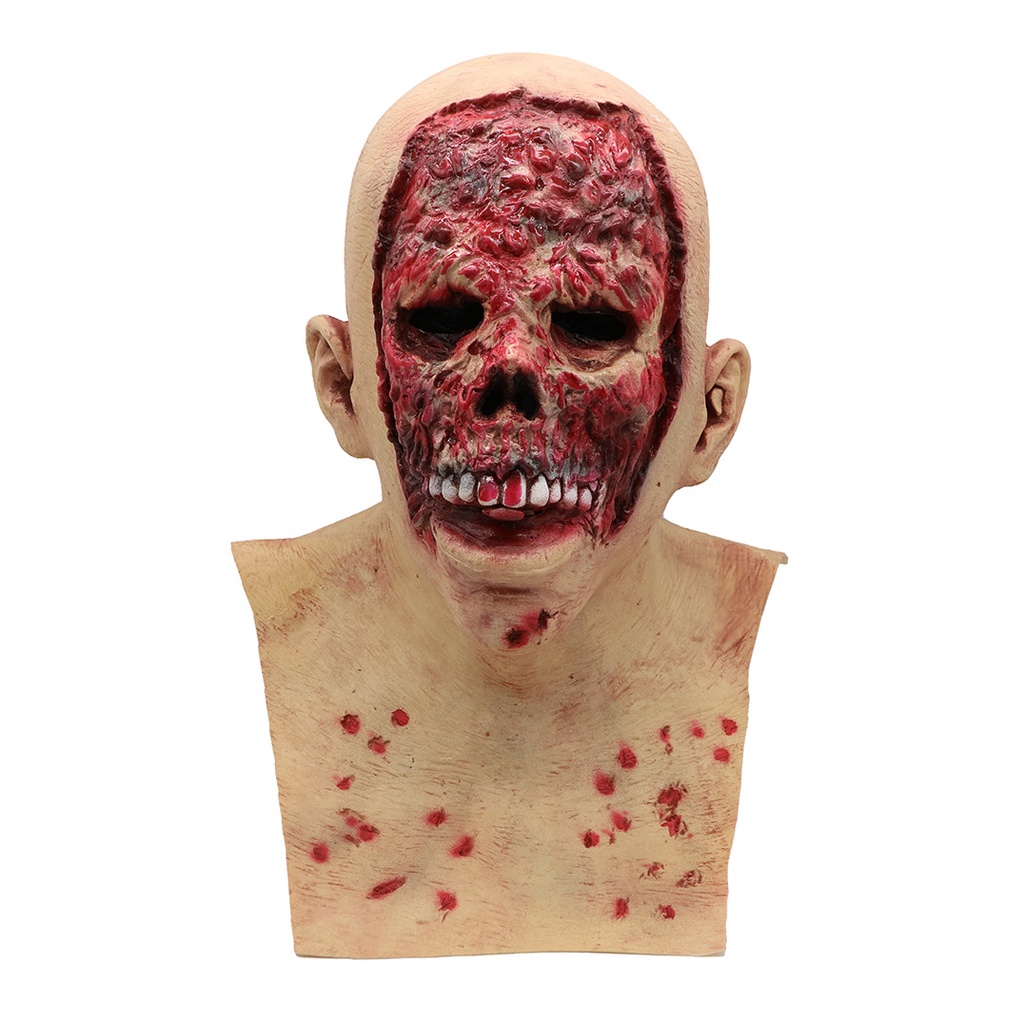 TOL-80 topeng latex full head wajah terkelupas zombie halloween mask prank pesta kostum