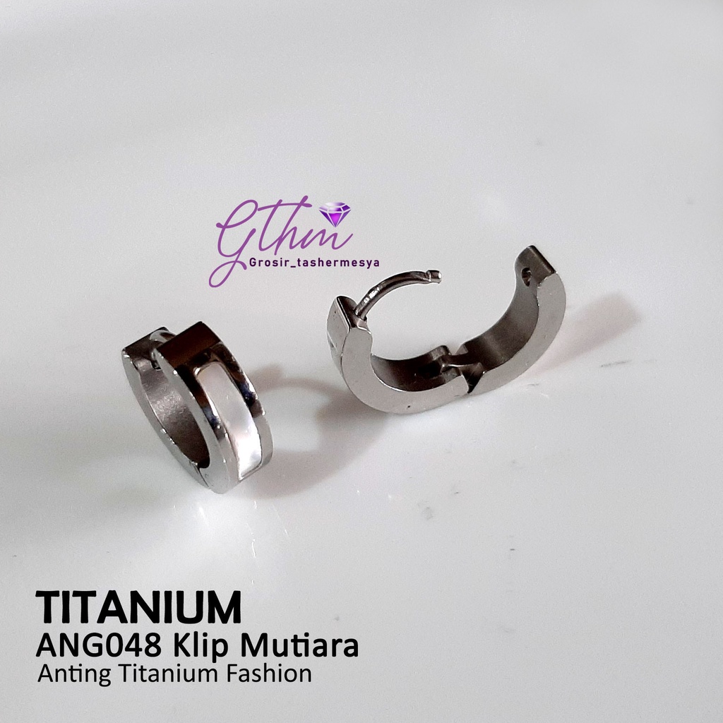 Anting titanium pearl ang048 klip mewah anti karat