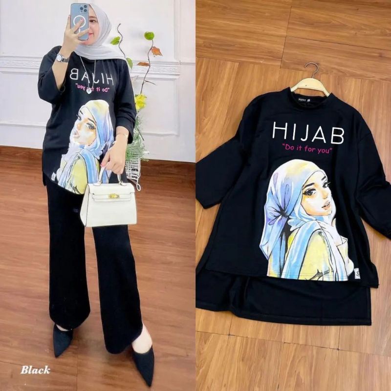 Sadira blouse/atasan cewek muslimah terbaru/kekinian bahan combed 24s aksen sablon