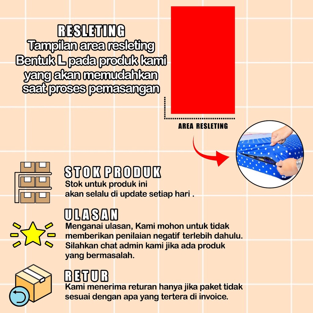 Sarung Kasur Busa Resleting 120x200x10 120x200x15 120x200x20 No 3