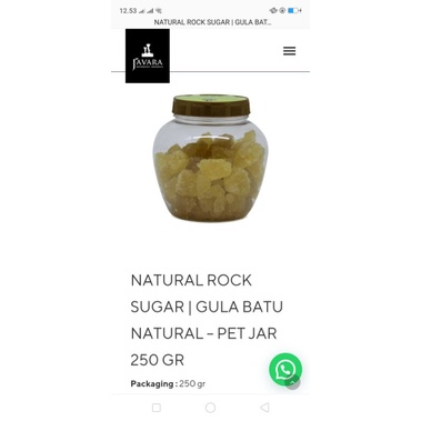 

NATURAL ROCK SUGAR | GULA BATU NATURAL – PET JAR 250 GR