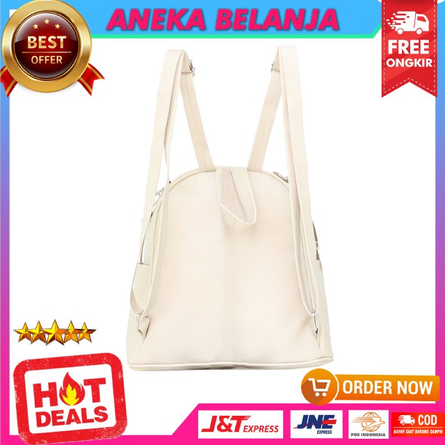 Tas Ransel Jinjing Cewek Saniza Warna Cream Model Terbaru Kekinian Lucu Cocok Untuk Hangout