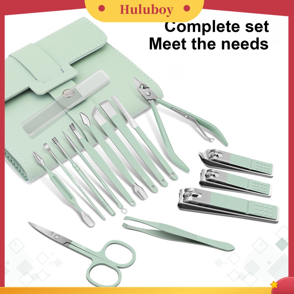 Huluboy Huluboy♡ 16pcs / Set Gunting Kuku Bahan Stainless Steel Untuk Manicure