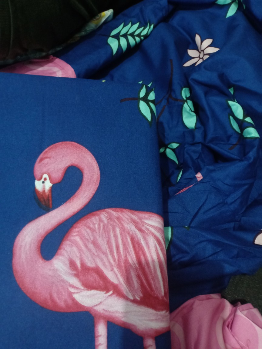 Fata - Sprei Sorong / Sprei Duo Flamingo Navy Ukuran 120x200