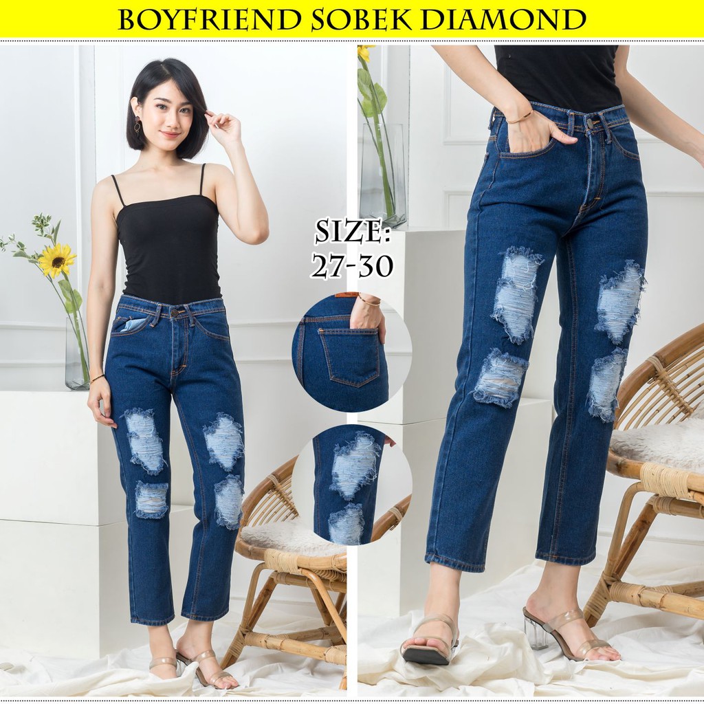 KENYAJEANS CELANA JEANS PREMIUM BOYFRIEND SOBEK /RIPPED JEANS /NONSTREACH JEANS /4 WARNA /27 - 30