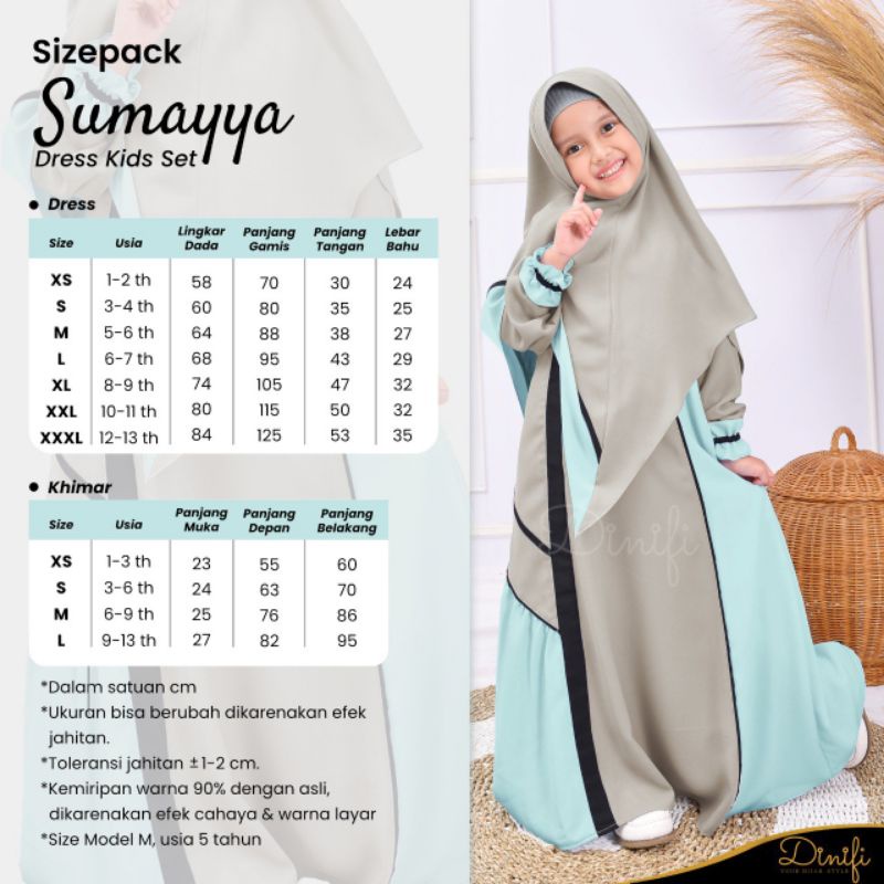GAMIS ANAK SET KHIMAR SARIMBIT SUMAYYA DRESS BY MOUZA INDONESIA