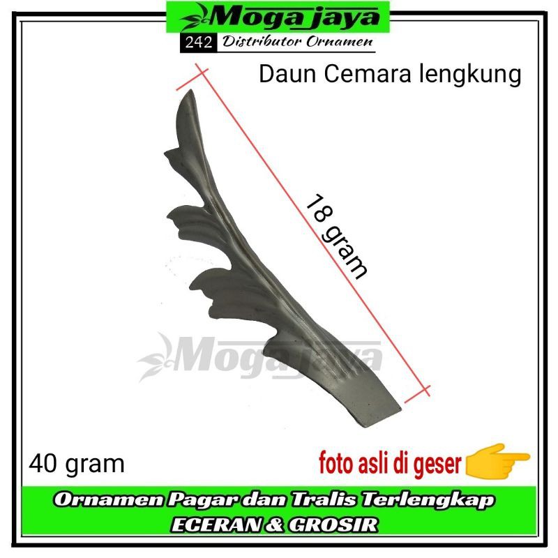 Daun cemara lengkung ornamen pagar tralis balkon canopy ranjang dll besi plat