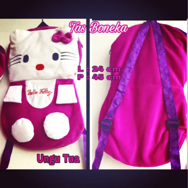 Tas Boneka Ransel Anak Hello Kitty Ungu Tua