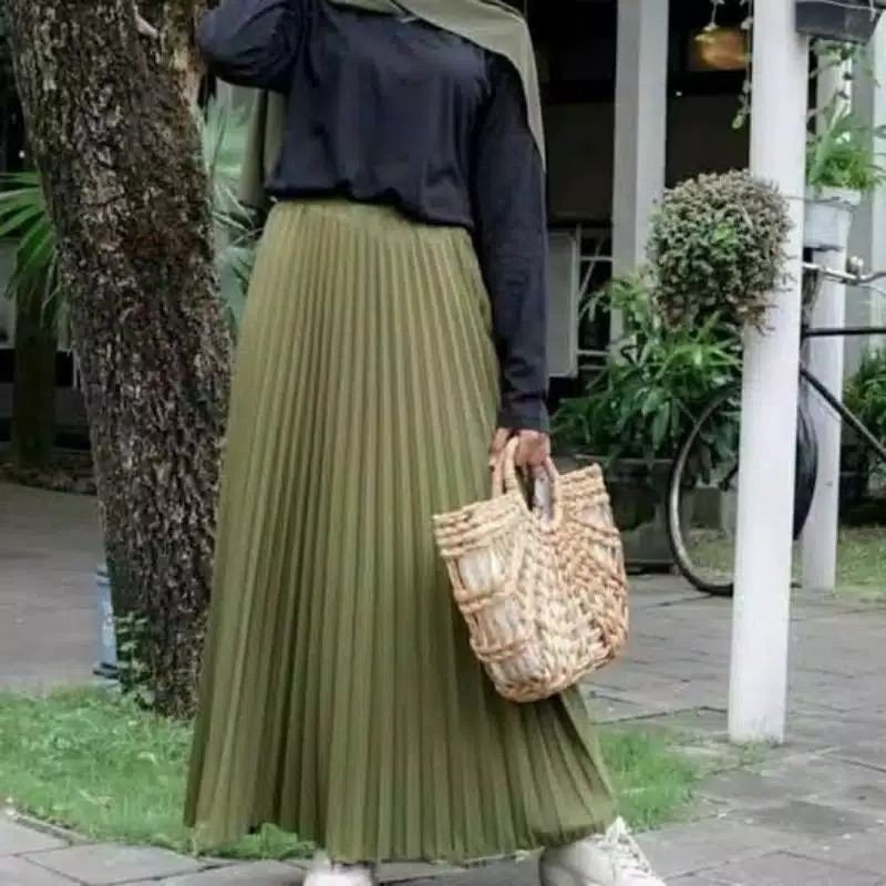 ROK PLIKET JUMBO MURAH BAWAHAN WANITA-Army