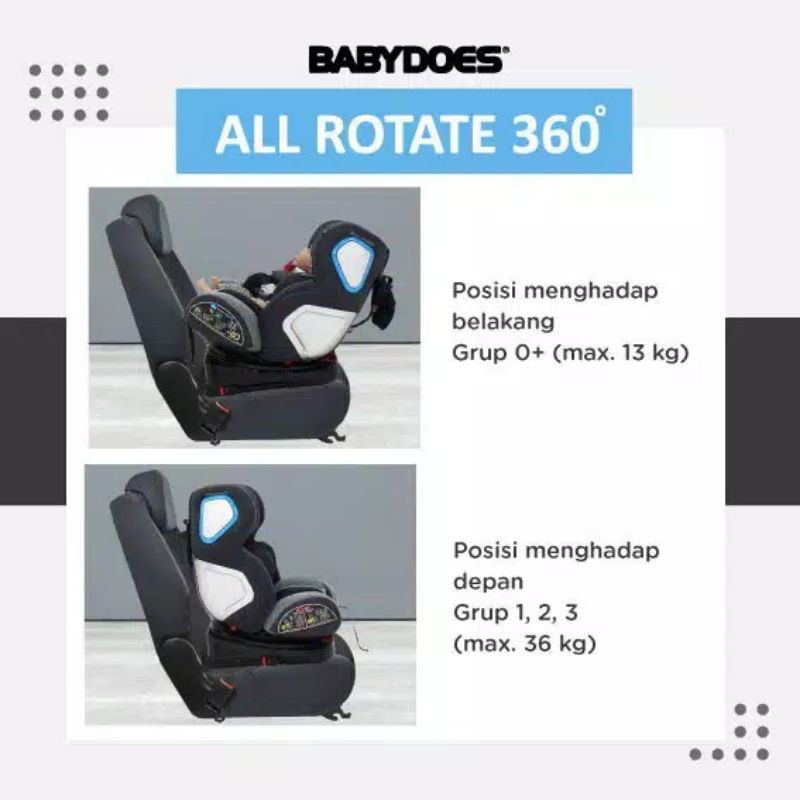 Carseat Babydoes Full Rotate 360 Derajat / Dudukan Mobil Anak Bayi