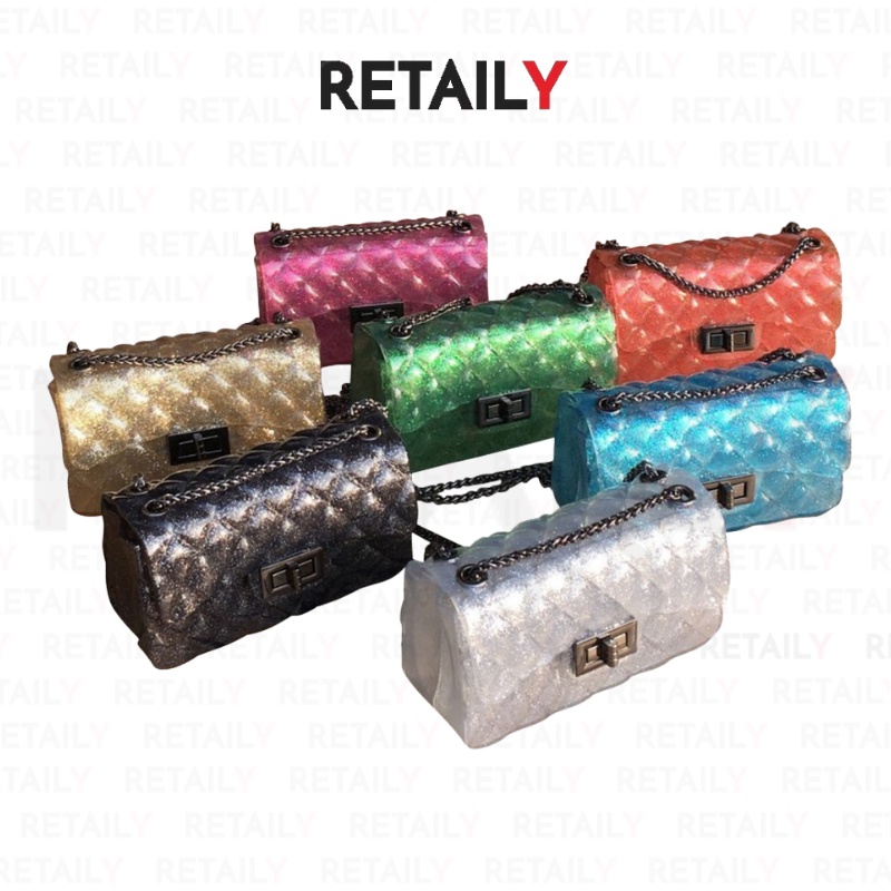 Retaily RY1080 Tas Slingbag Jelly Glitter Rantai Fashion Wanita