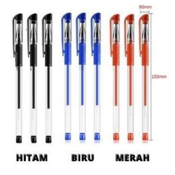 

PENA GEL / PEN / PULPEN / BOLPOIN CAIR MURAH MERIAH KUALITAS STANDARD PREMIUM 0.5MM HITAM BIRU MERAH