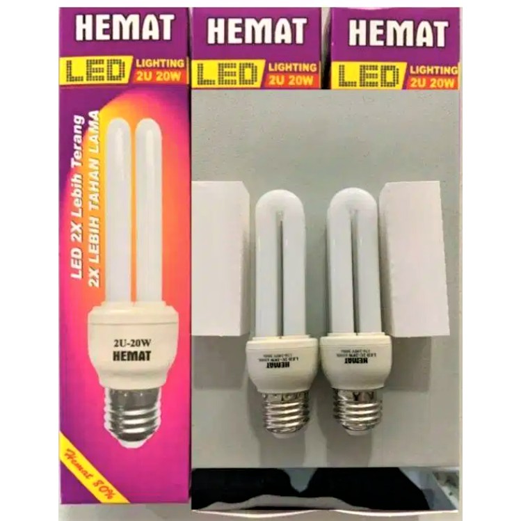 Lampu Led 2U Hemat 20 Watt PLC LED 2U 20w 2U 20W 20Watt bohlam LED Lampu lilin LED Hemat terang