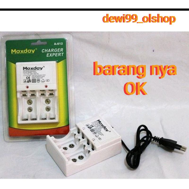 #Charger Baterai Maxday 612 Alat Cas Baterai AA/AAA 9V Maxday 612