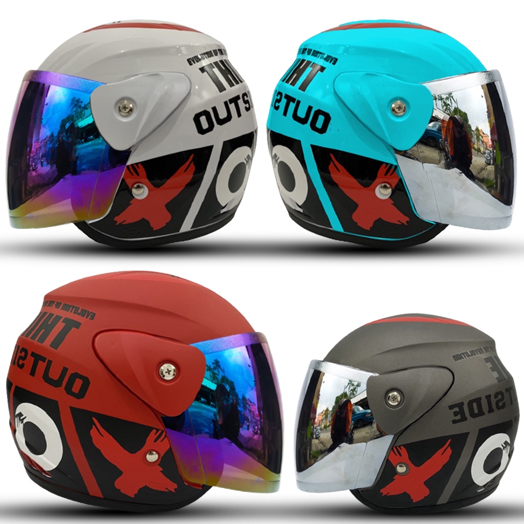 Helm Half Face Model Retro Seperti Helm Gm Original Murah Motif Outside Untuk Pria Dan Wanita Dewasa