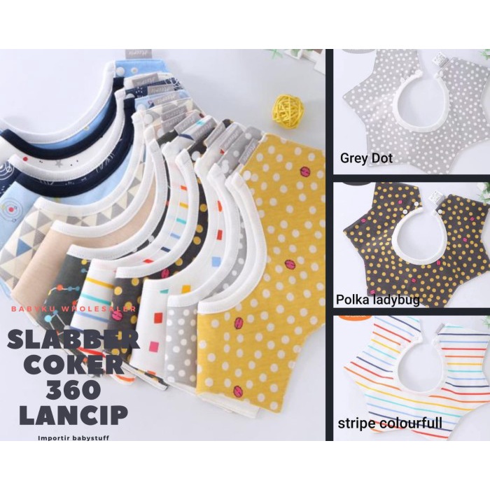 Slabber celemek bayi 360 / Baby bibs coker / Tadah liur bayi