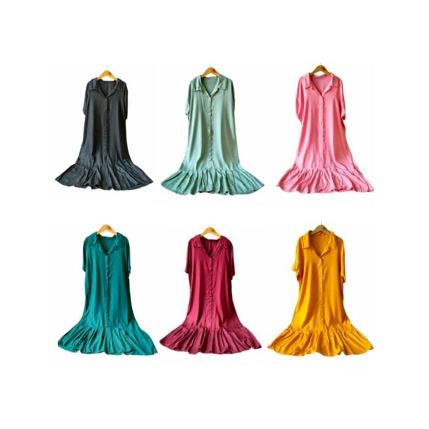 DRESS RUFFLE POLOS | HOMEDRESS | DRESS WANITA | DRESS KATUN RAYON