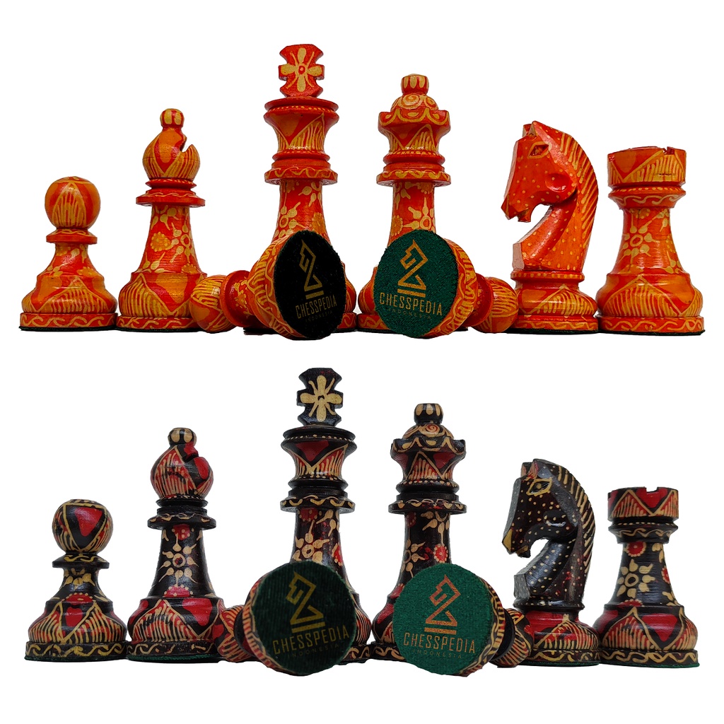Chesspedia Edisi Spesial Bidak Catur Kayu Sawo Motif Batik Premium 100% Asli Indonesia