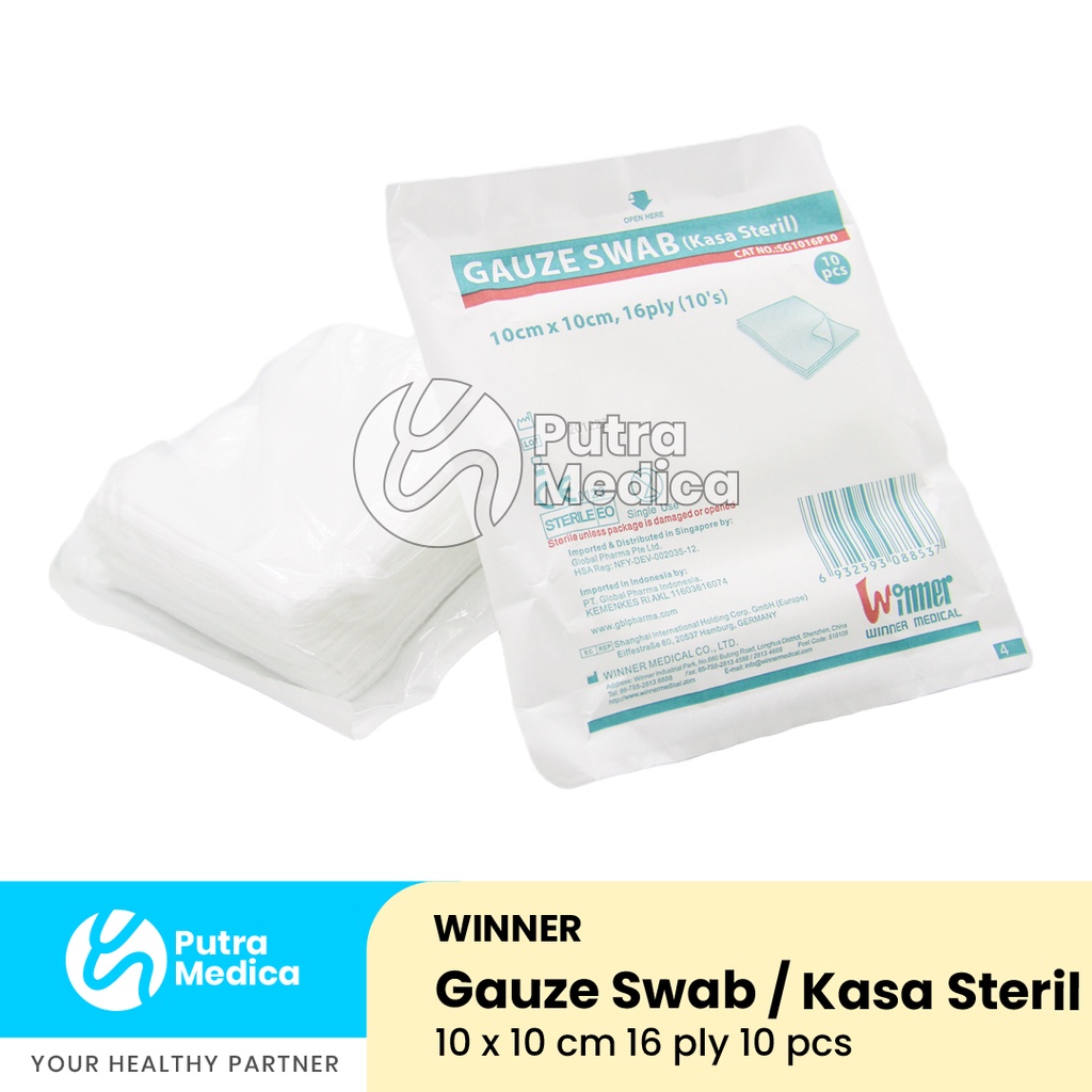 Winner Gauze Swab 10cmx10cm 16ply 10pcs / Kasa Steril / Kassa Pembalut Penutup Luka / Alat PPPK / Perlengkapan P3K