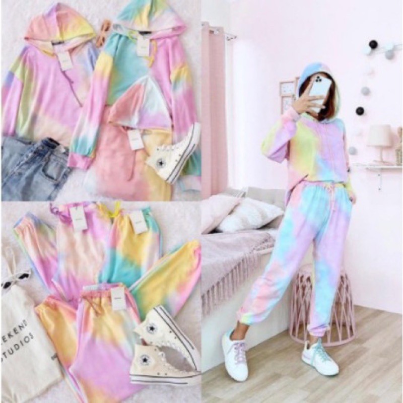 SETELAN SWEATER TIE DYE POPZIE / ONE SET TIE DYE SWEATER / SWEATER TIE DYE MURAH / BAJU TIE DYE