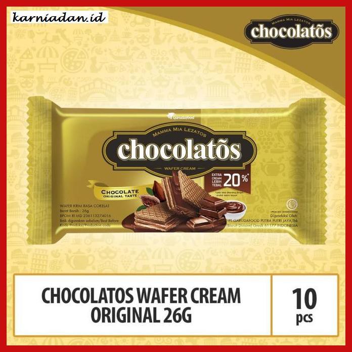 

MAKANAN-RINGAN- CHOCOLATOS WAFER CREAM ORIGINAL - 26G (WAFO8) BY GARUDAFOOD -BERMACAM-MACAM.