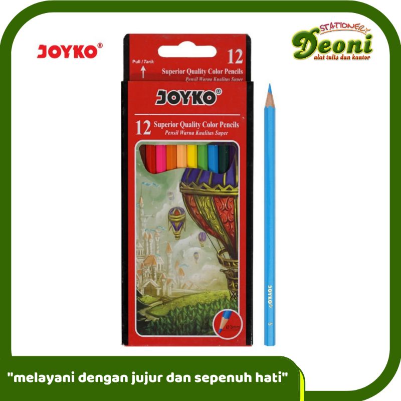

Joyko Pensil Warna Superior Quality Color Pencils Hexagonal Grip / Pencil Warna 12S 12L