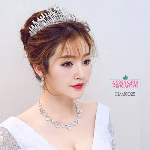 Aksesoris Pesta Pengantin Modern l Paket Crown Kalung Anting Wedding- HMK025