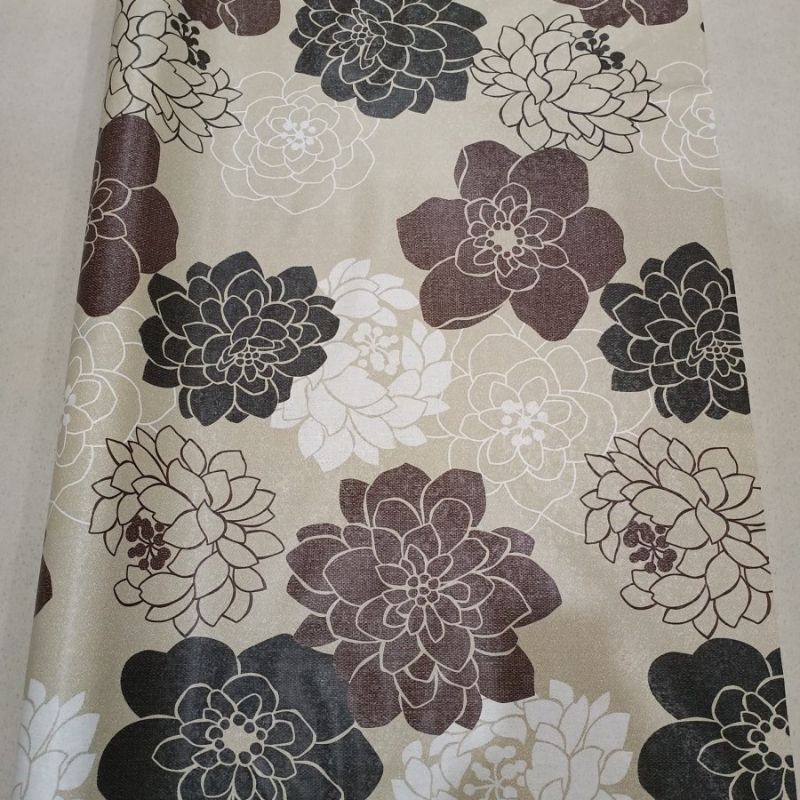 Taplak Meja Makan Plastik Meteran Anti Air Shabby Chic Motif Bunga Warna Cream Krem Coklat Hitam