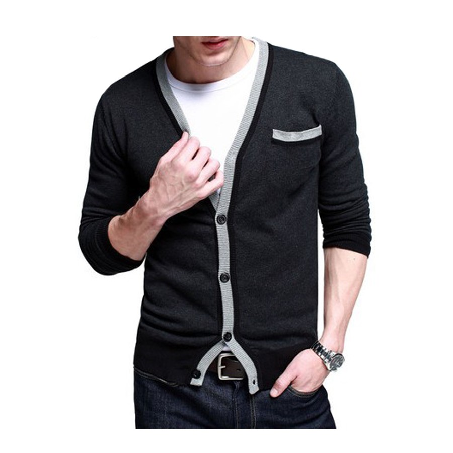 Men’S Knitted Sweater Cardigan Rajut Hitam – CAR 620