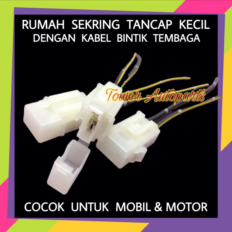 Fuse Box / Rumah Socket Sekring / Sikring Dx Tancap MINI KECIL Untuk Mobil Motor Dengan Kabel Bintik