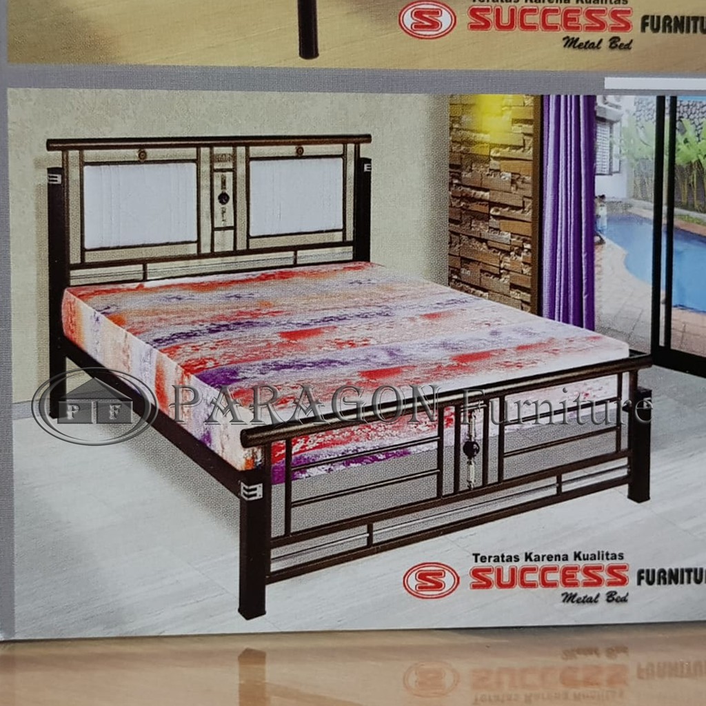 Ranjang Besi Mahoni 140x200 (TANPA KASUR) - Success