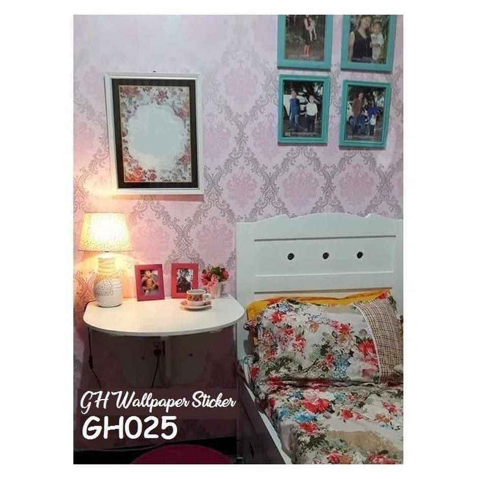 Kualitas Terbaik [GH025 - batik silver pink ] Wallpaper Sticker sz 45cm x 10m pink Murah