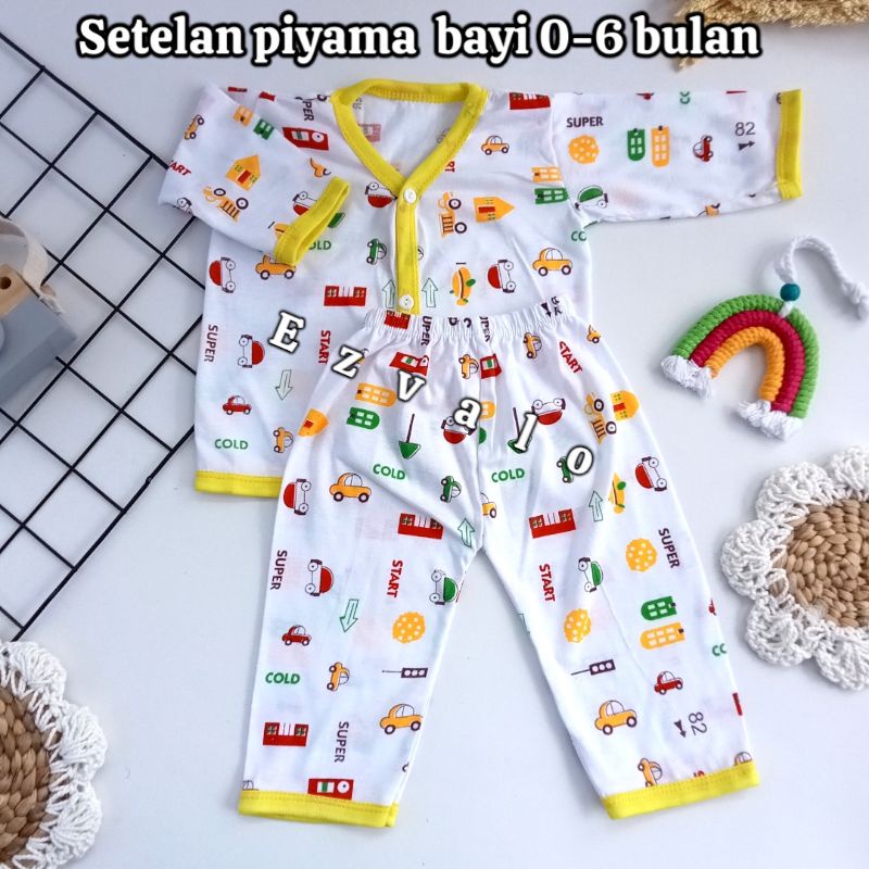 Piayama baju tidur bayi tangan panjang 0-6 bulan