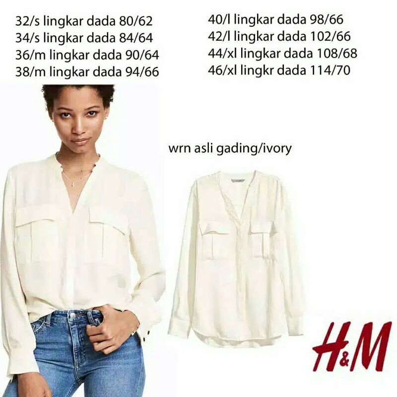 Blouse Wanita Satin H&amp;M Original Branded