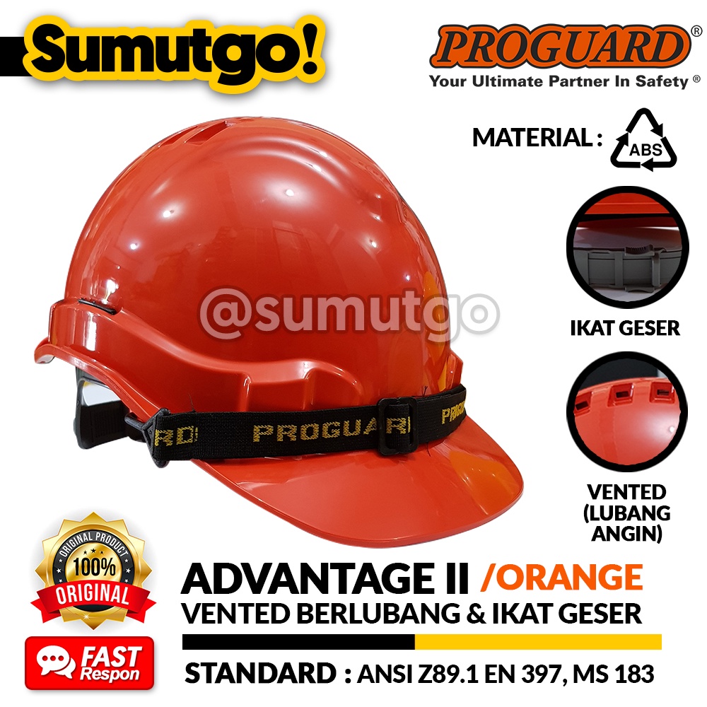 Jual Proguard Advantage 2 II Safety Helmet Slide Lock Stazon Orange / Helm Kerja Proyek Pabrik