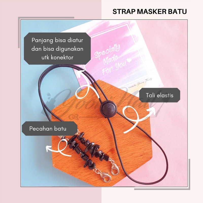 Strap masker batu alam batu mutiara tali masker kalung masker 2in1 batu stone pearl